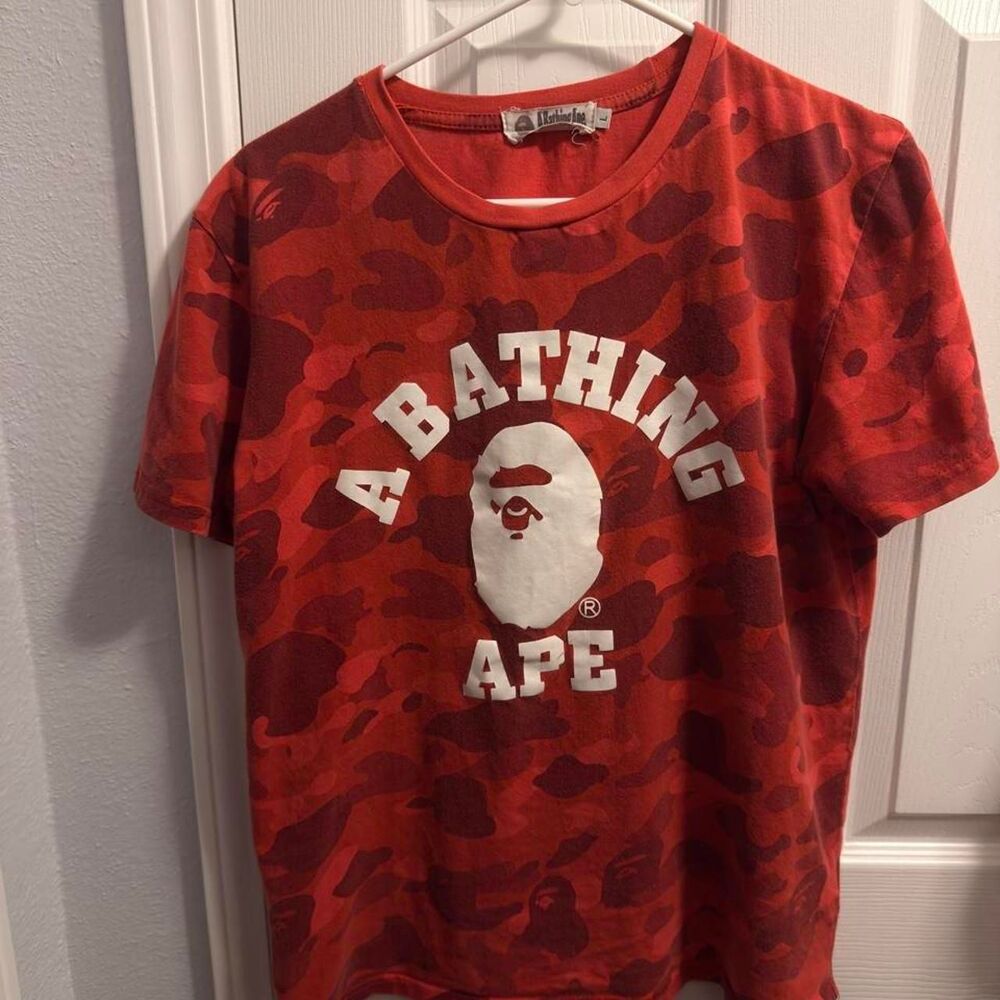 (2000s-2010s) BAPE Camo College Tee - White/Red - L (Replica)